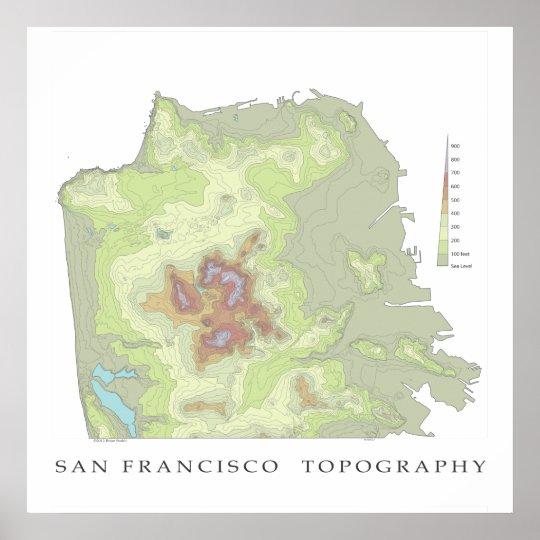 サンフランシスコtopoの地図 白い24x24 ポスター Zazzle Co Jp