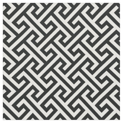 シックの黒と白のギリシャ語の鍵の幾何学パターン ファブリック Zazzle Co Jp