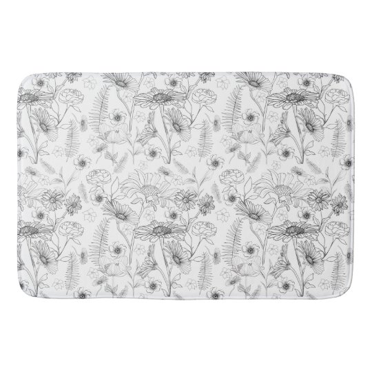 シックモダン白黒デイジーの花模様 バスマット Zazzle Co Jp シックモダン白黒デイジーの花模様 バスマット Zazzle Co Jp