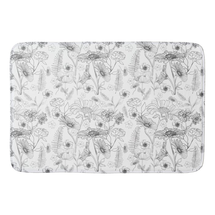 シックモダン白黒デイジーの花模様 バスマット Zazzle Co Jp シックモダン白黒デイジーの花模様 バスマット Zazzle Co Jp