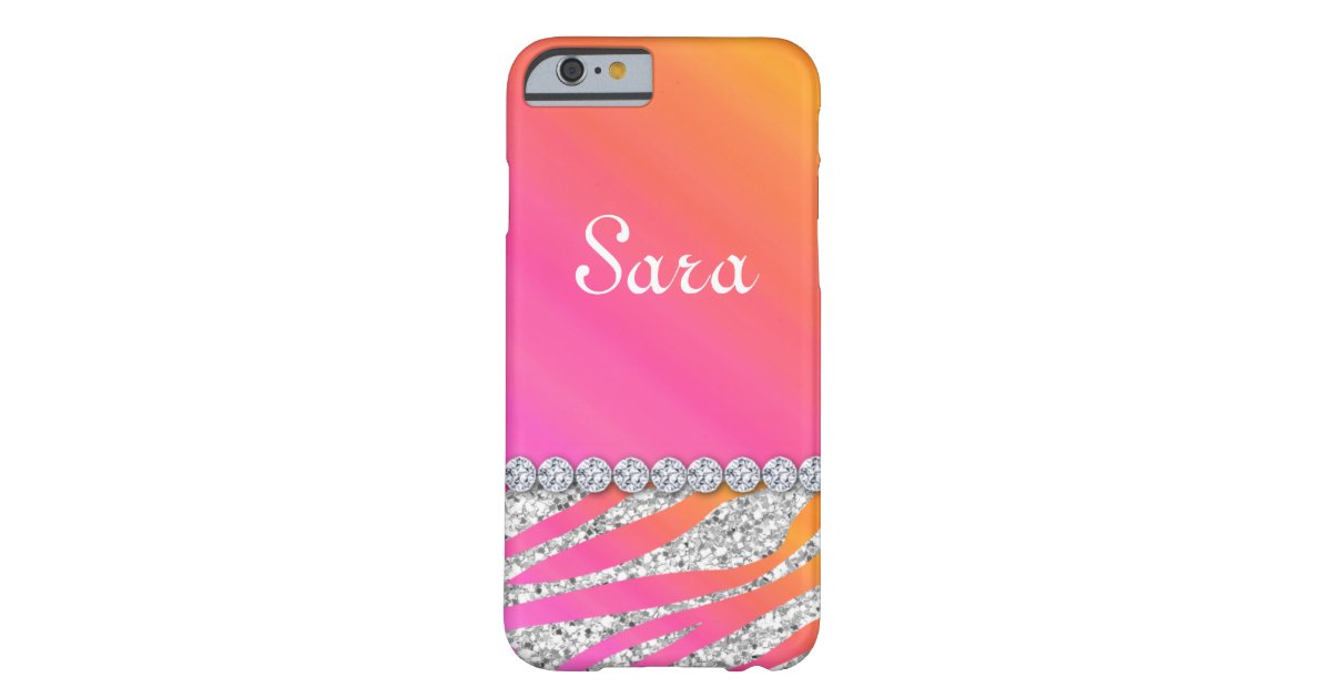 シマウマのきらきら光るなiphone6ケースのかわいいオレンジピンク Case Mate Iphoneケース Zazzle Co Jp