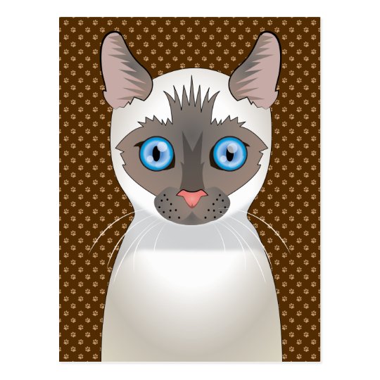 シャム猫の漫画 白い ポストカード Zazzle Co Jp