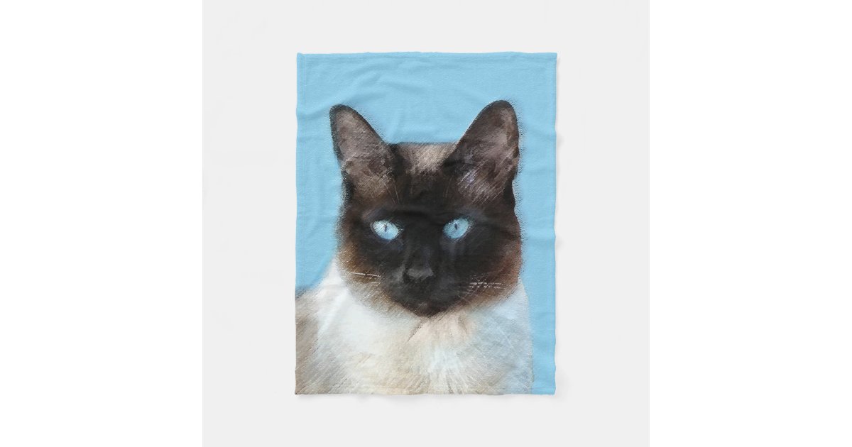 シャム猫絵画 かわいいオリジナル猫アート フリースブランケット Zazzle Co Jp