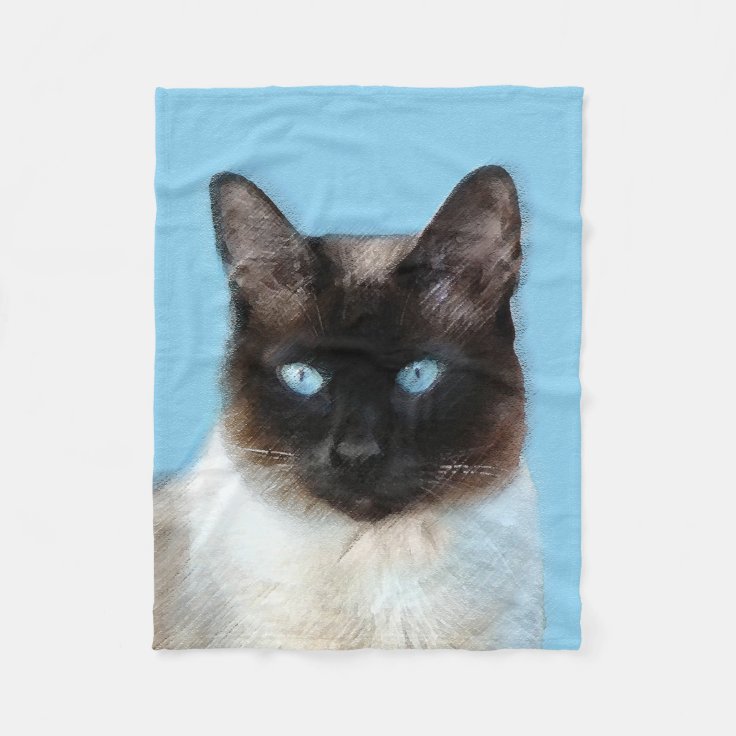 シャム猫絵画 かわいいオリジナル猫アート フリースブランケット Zazzle Co Jp