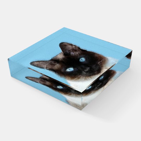 シャム猫絵画 かわいいオリジナル猫アート ペーパーウェイト Zazzle Co Jp