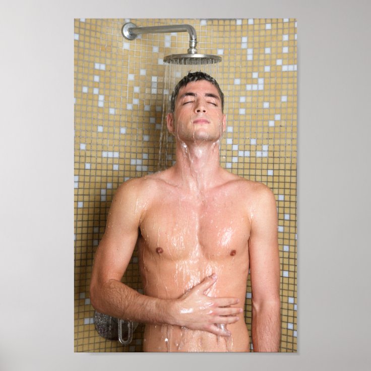 シャワーを浴びた熱い男 セクシーなシャツのない筋肉の男 ポスター Zazzle Co Jp