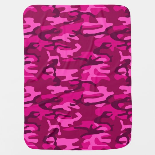 ショッキングピンクの赤紫の迷彩柄のカムフラージュのガーリーなパターン ベビー ブランケット Zazzle Co Jp