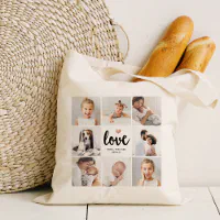 シンプルとシック写真コラージュ |愛するハート トートバッグ | Zazzle 