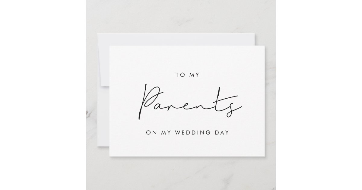 シンプル 私の結婚式のデーカードで両親に 招待状 Zazzle Co Jp