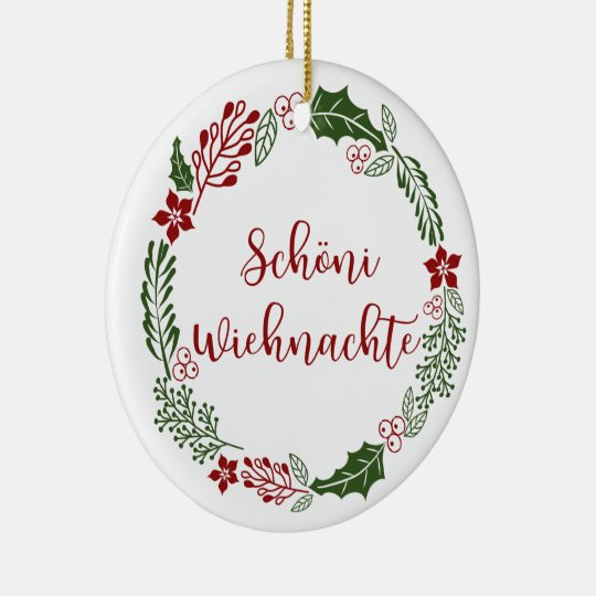 スイスメリークリスマスリースシェーニウィナクテ セラミックオーナメント Zazzle Co Jp