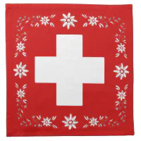 スイス国旗とエーデルワイス ナプキンクロス | Zazzle.co.jp