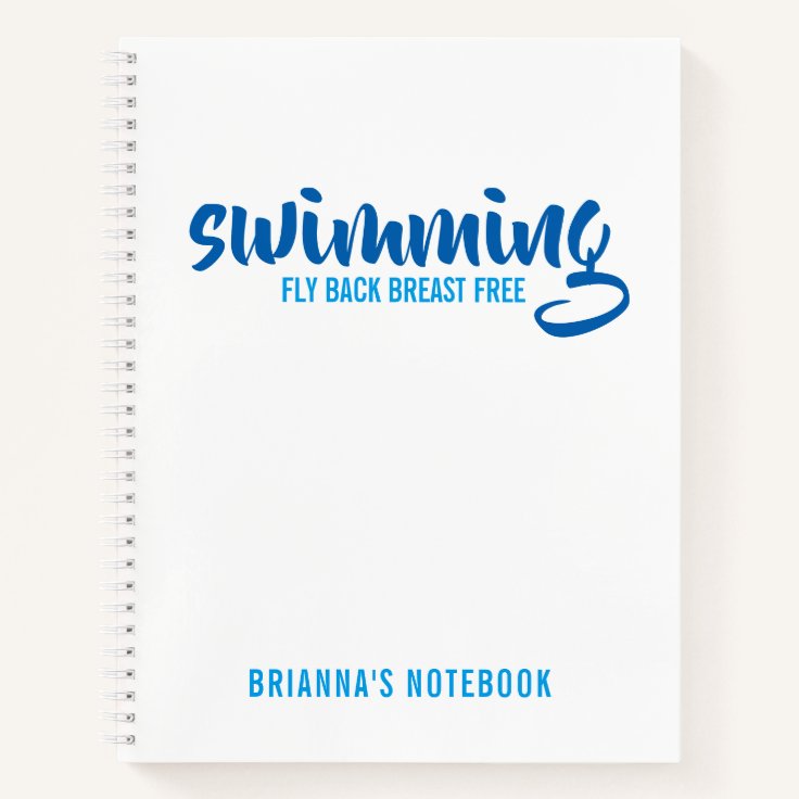 スイミングフライバック乳房フリーパーソナライズされた文字 ノートブック Zazzle Co Jp