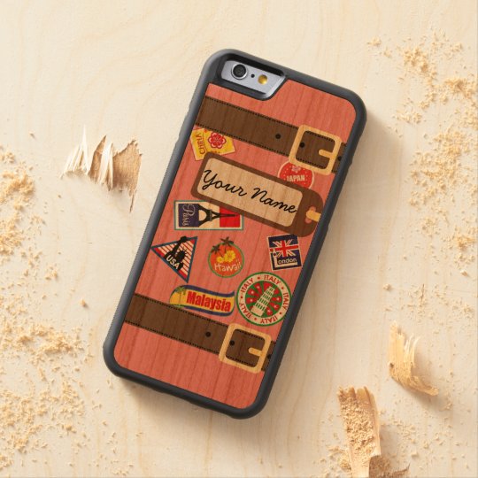 ステッカーのバンパーのiphone6ケースの旅行荷物 Carvedウッドiphoneケース Zazzle Co Jp