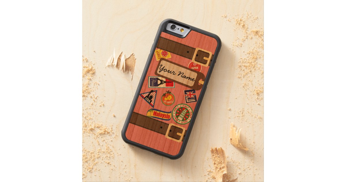 ステッカーのバンパーのiphone6ケースの旅行荷物 Carvedウッドiphoneケース Zazzle Co Jp