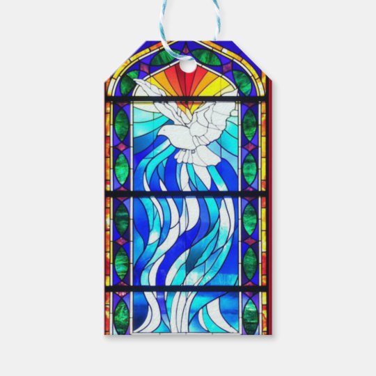 ステンドグラス教会窓の神霊の鳩 ギフトタグ Zazzle Co Jp