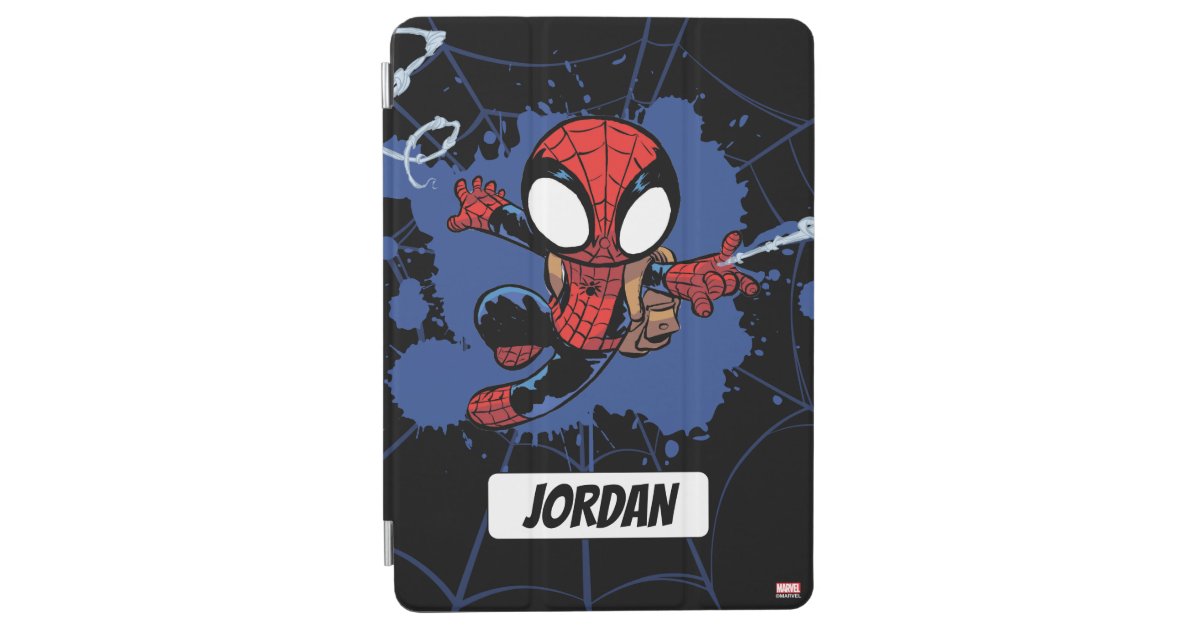 スパイダーマン チビ 小さくかわいく書いた感じ スパイダーマンのくもの巣を揺らす Ipad Air カバー Zazzle Co Jp