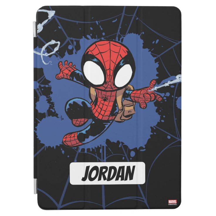 スパイダーマン チビ 小さくかわいく書いた感じ スパイダーマンのくもの巣を揺らす Ipad Air カバー Zazzle Co Jp