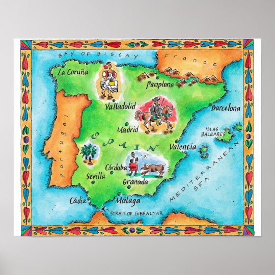 スペインの地図 ポスター Zazzle Co Jp