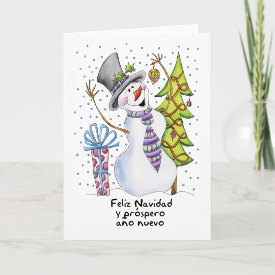 スペイン語 雪だるま 幸せな雪だるま Feliz Navidad シーズンカード Zazzle Co Jp