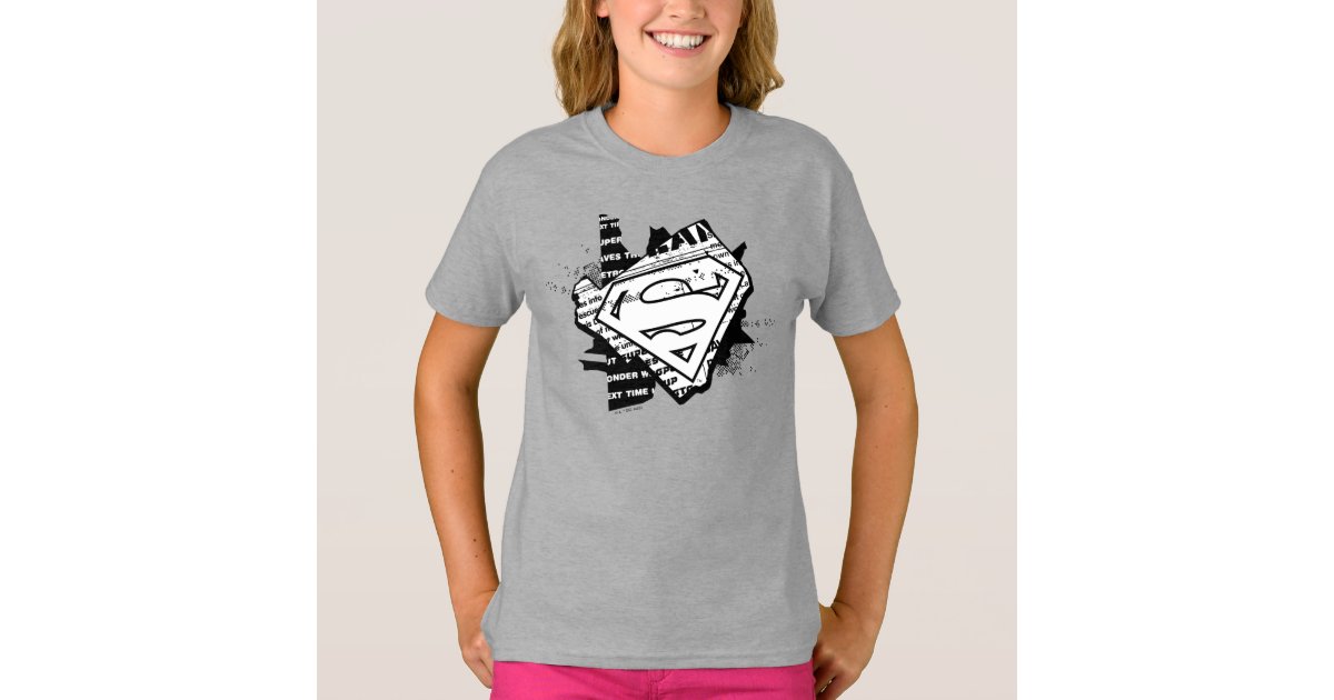 スーパーガールニュースプリントSシールド Tシャツ | Zazzle.co.jp