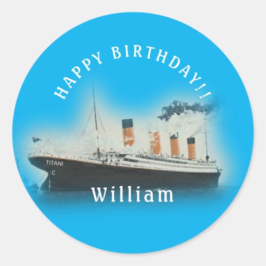 タイタニック ブルー 誕生日 ホワイト スター ライン シップ ラウンドシール Zazzle Co Jp