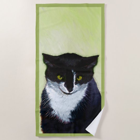 タキシード絵画猫 かわいいオリジナル猫アート ビーチタオル Zazzle Co Jp