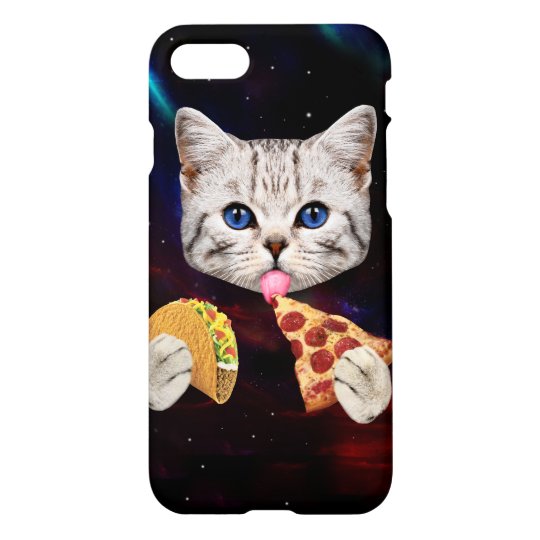 タコスおよびピザを持つ宇宙猫 Iphoneケース Zazzle Co Jp