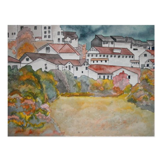 タスカニーイタリアの景色の水彩画の絵画 ポストカード Zazzle Co Jp