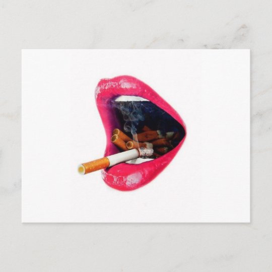 タバコが付いているピンクの唇 ポストカード Zazzle Co Jp