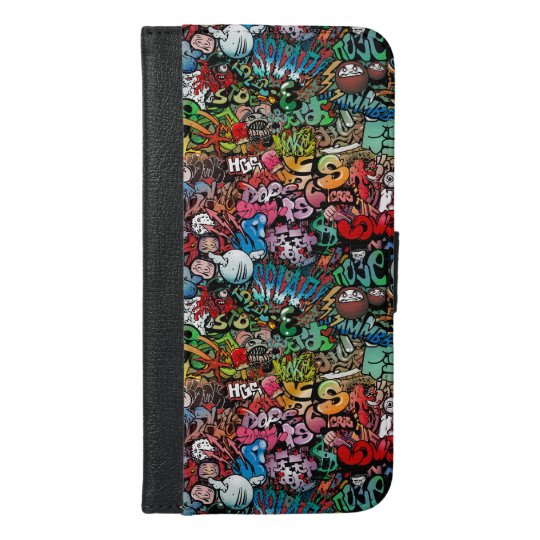 ダイナミック通りお洒落アートグラフィティアートのパターン Iphoneウォレットケース Zazzle Co Jp