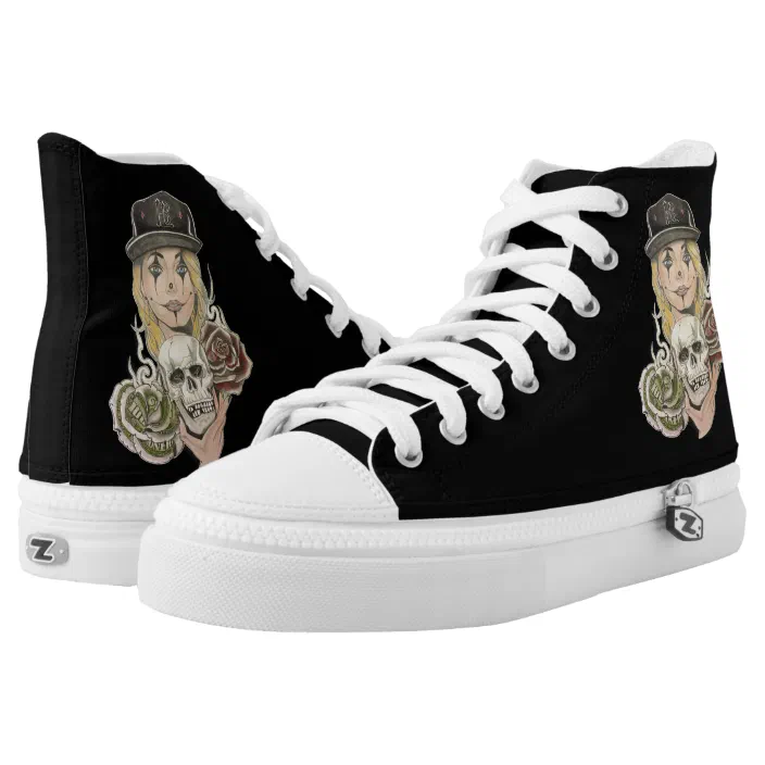 チカーノの芸術の黒の高い上の靴 ハイトップスニーカー Zazzle Co Jp
