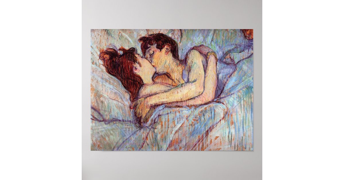 ツールーズlautrec ベッドの キスのレズビアンの恋人 ポスター Zazzle Co Jp