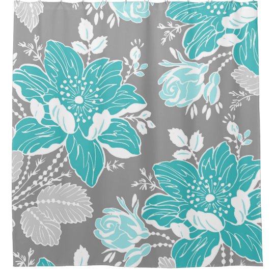 ティール 緑がかった色 のブルーグレーの花模様のシャワー カーテン シャワーカーテン Zazzle Co Jp ティール 緑がかった色 のブルーグレーの花模様のシャワー カーテン シャワーカーテン Zazzle Co Jp