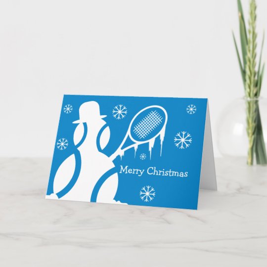 テニス選手のためのかわいいクリスマスカード 雪だるま シーズンカード Zazzle Co Jp