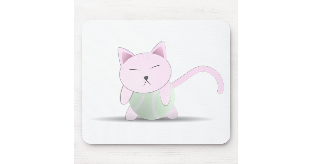 テニス ボールのかわいいピンク猫 マウスパッド Zazzle Co Jp