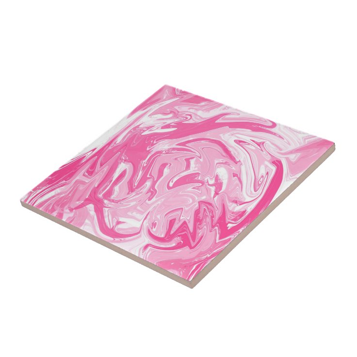 トレンディーホワイトピンク大理石石 抽象芸術 タイル Zazzle Co Jp