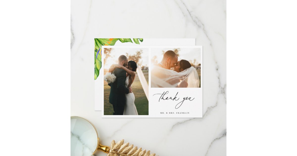 トロピッ結婚ク写真サンキューカード サンキューカード Zazzle Co Jp