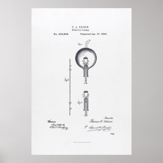 トーマス エジソンの電球の特許出願10年 ポスター Zazzle Co Jp