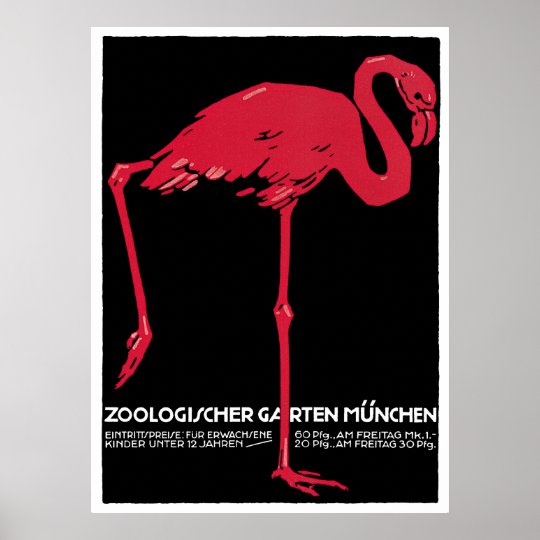 ドイツミュンヘン動物園のヴィンテージの鳥のピンクのフラミンゴ ポスター Zazzle Co Jp