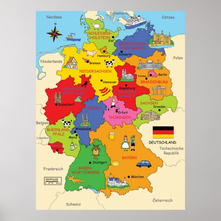 ドイツ地図 ポスター | Zazzle.co.jp