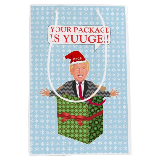 ドナルドおもしろい トランプ クリスマスユーゲ パッケージ ユーモア ミディアムペーパーバッグ Zazzle Co Jp