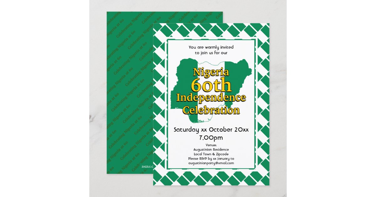 ナイジェリア60世独立 ナイジェリア国旗 招待状 Zazzle Co Jp