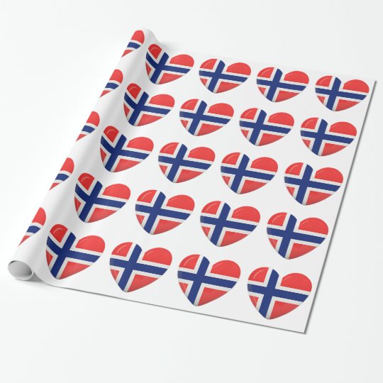 ノルウェーのスカンジナビア人のノルウェーの旗のハート ラッピングペーパー Zazzle Co Jp