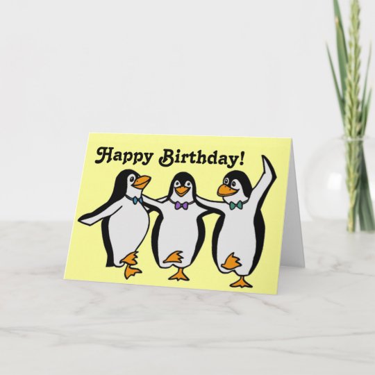 ハッピーおもしろい踊りペンギンズ誕生日 カード Zazzle Co Jp