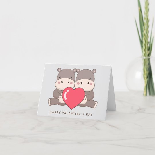 ハッピーバレンタインデー ヒッポス サンキューカード Zazzle Co Jp