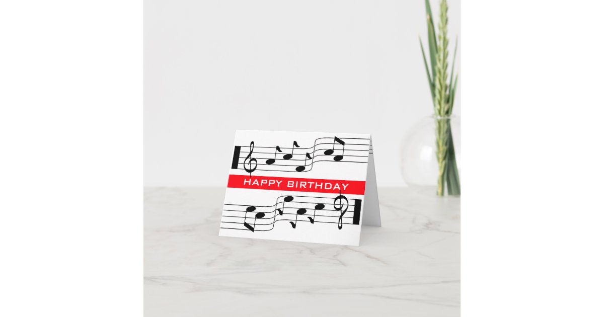 ハッピーバースデーカード音楽ノートのスコアの白 カード Zazzle Co Jp