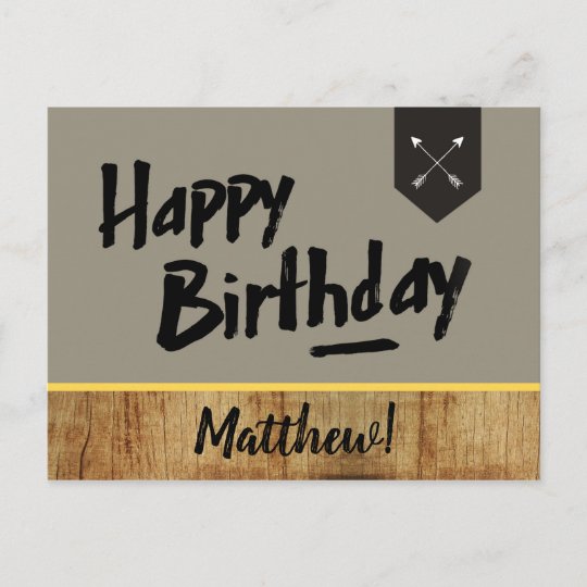 ハッピーバースデーカード 男性 木と矢 ポストカード Zazzle Co Jp