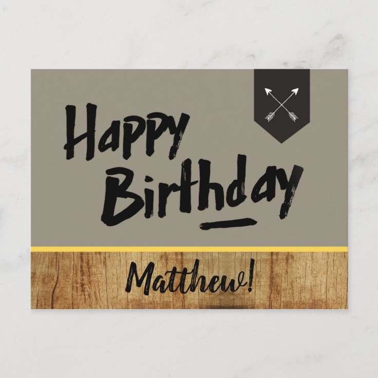 ハッピーバースデーカード 男性 木と矢 ポストカード Zazzle Co Jp