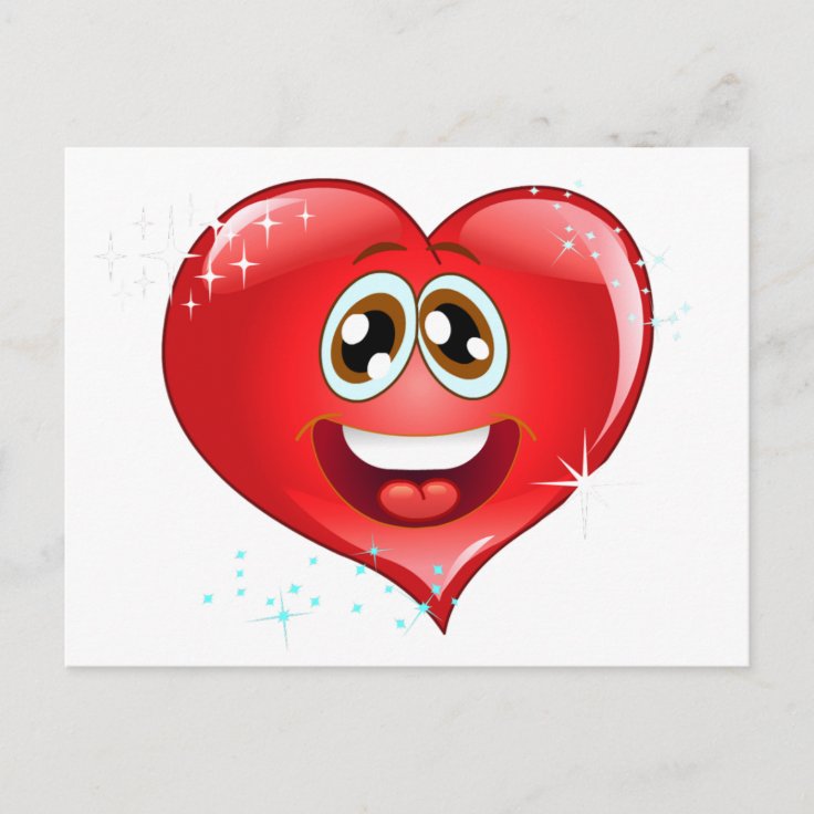 ハッピーラブハート絵文字 ポストカード Zazzle Co Jp