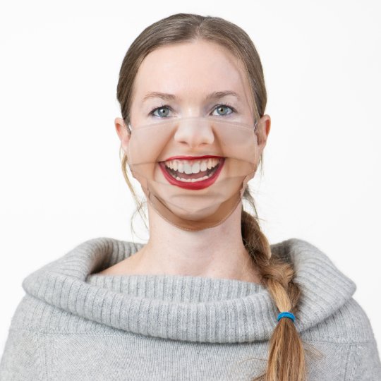 ハッピー笑顔の女性顔レッドおもしろい口紅 大人用布マスク Zazzle Co Jp ハッピー笑顔の女性顔レッドおもしろい口紅 大人用布マスク Zazzle Co Jp